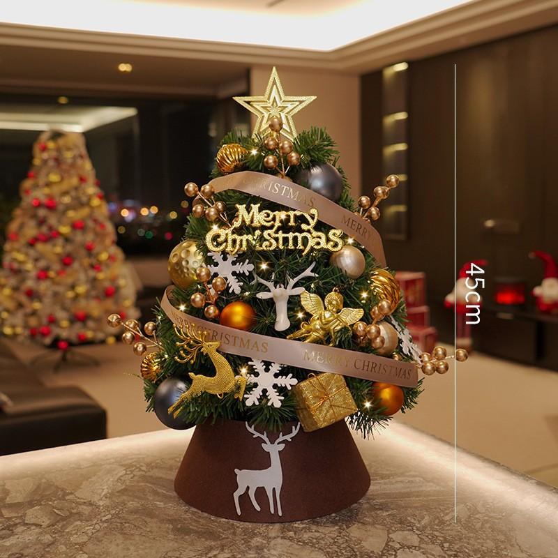 

Mini Christmas tree set decoration DIY Christmas desktop household golden coffee Christmas tree decoration small ornament 0.6M