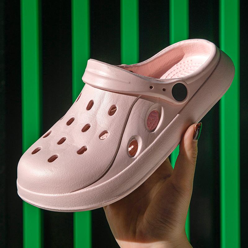 

Сандалии унисекс с закрытым носком и толстой мягкой подошвой для летнего ношения на открытом воздухе 38-39 розовый