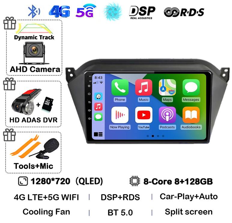 Android 14 Wireless Carplay Auto WIFI+4G For JAC S2 t40 2015 2016 2017 2018 Car Radio Video Player GPS Multimedia Stereo Audio