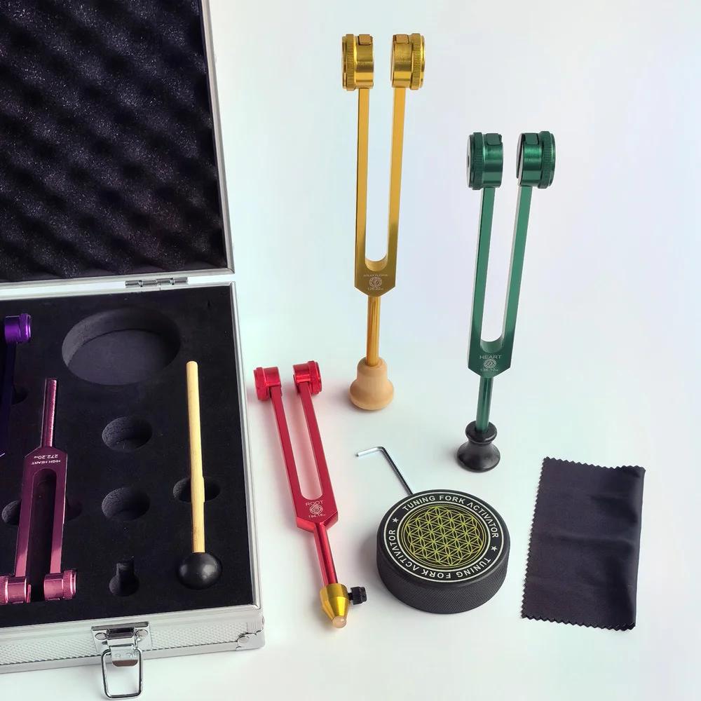 Colorful 8 Tuning Fork Set Healing Yoga Relaxation Musical Instrument Therapeutic Diapason Yoga Meditation Set Tuning Fork