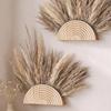 2 Pieces Bohemian Semi Circle Vase Wall Mounted Curved Wood Vase Planter Decoration For Artificial Plants Pampas Grass Faux