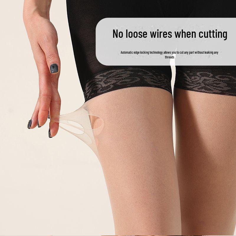 Women's Plus Size Pineapple Print Anti-Wolf Safety Garters & Ultra-Thin Summer Pantyhose