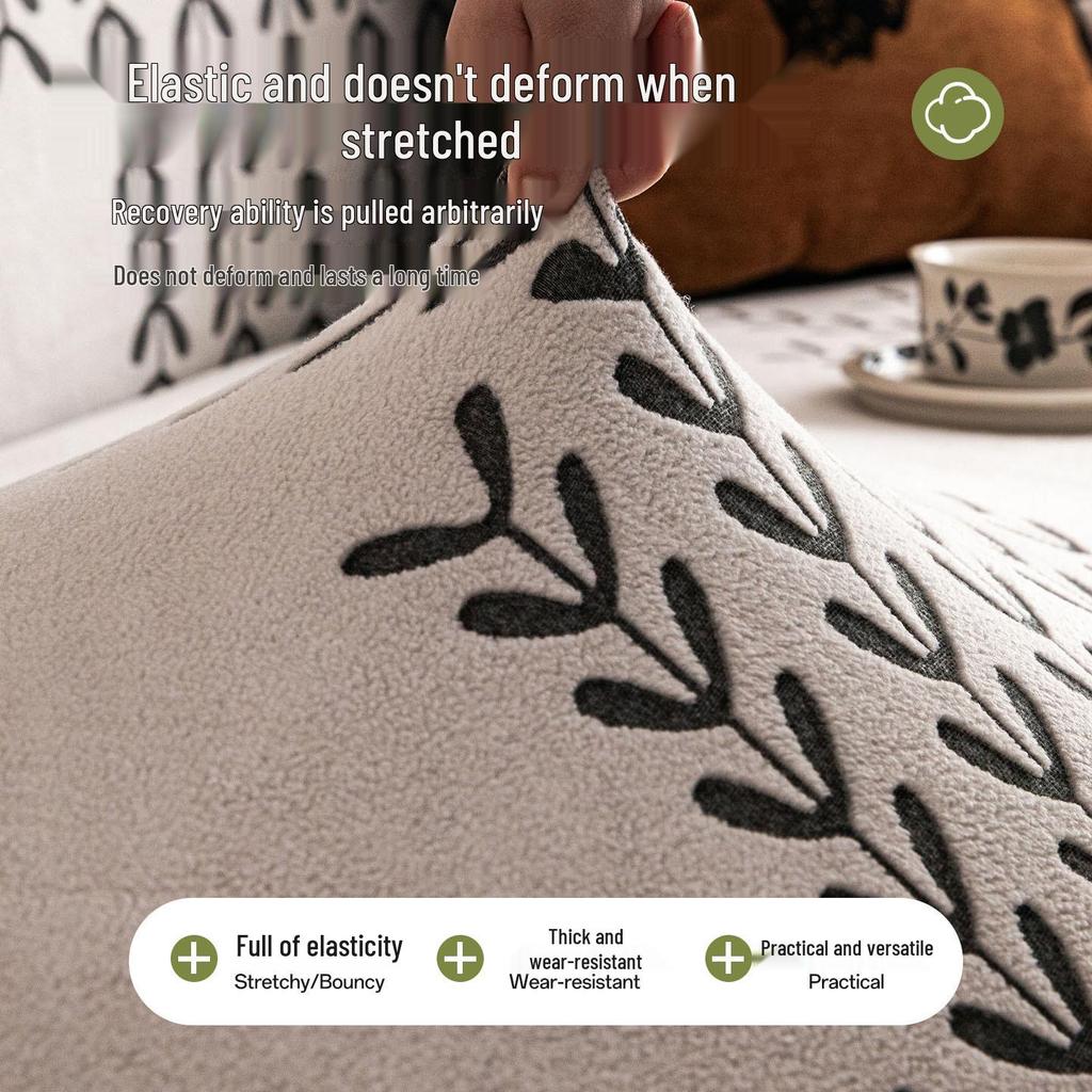 Jacquard Velvet Non-Slip Sofa Cover Set - Minimalist Style, Universal Fit for All Seasons.