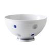 Saikai Pottery Arita Porcelain Rice Bowl, Gray with Blue Polka Dots, 74068