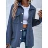 Button Front Flap Pocket Jacket, Casual Solid Color Long Sleeve Drop Shoulder Jacket, Women's