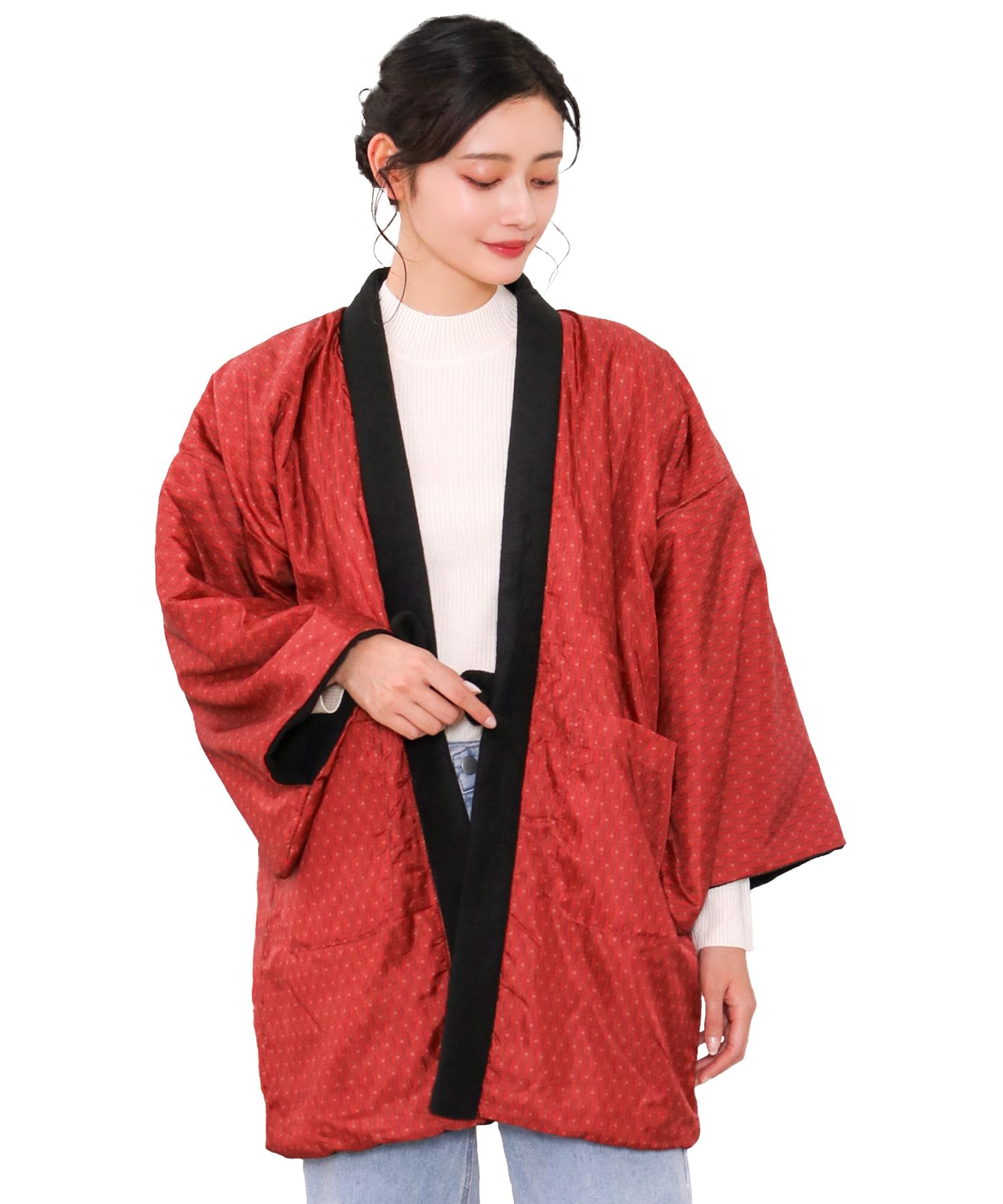 

Хантен Флисовый Хлопковый Наполнитель Зимний Без рукавов Красный [KYOETSU] [Kyoetsu] Женский (С рукавами, 8. Точки, М)