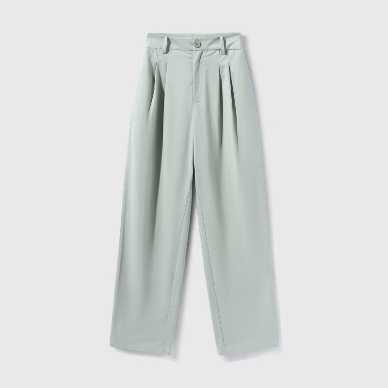 Basic House Women's Solid Color High-Waisted Wide-Leg Trousers
