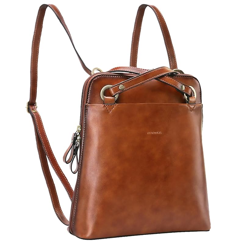 

[Bannus] ladies backpack genuine leather backpack bag small backpack Switchable shoulder belt nine shoulder bag 9.7 inch iPad storage brown