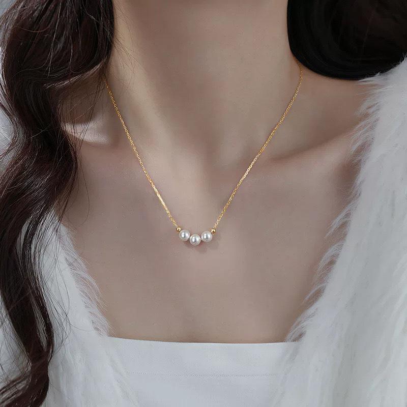 S925 Three Pearl Necklace - Elegant, Stylish, and Versatile Design for Women