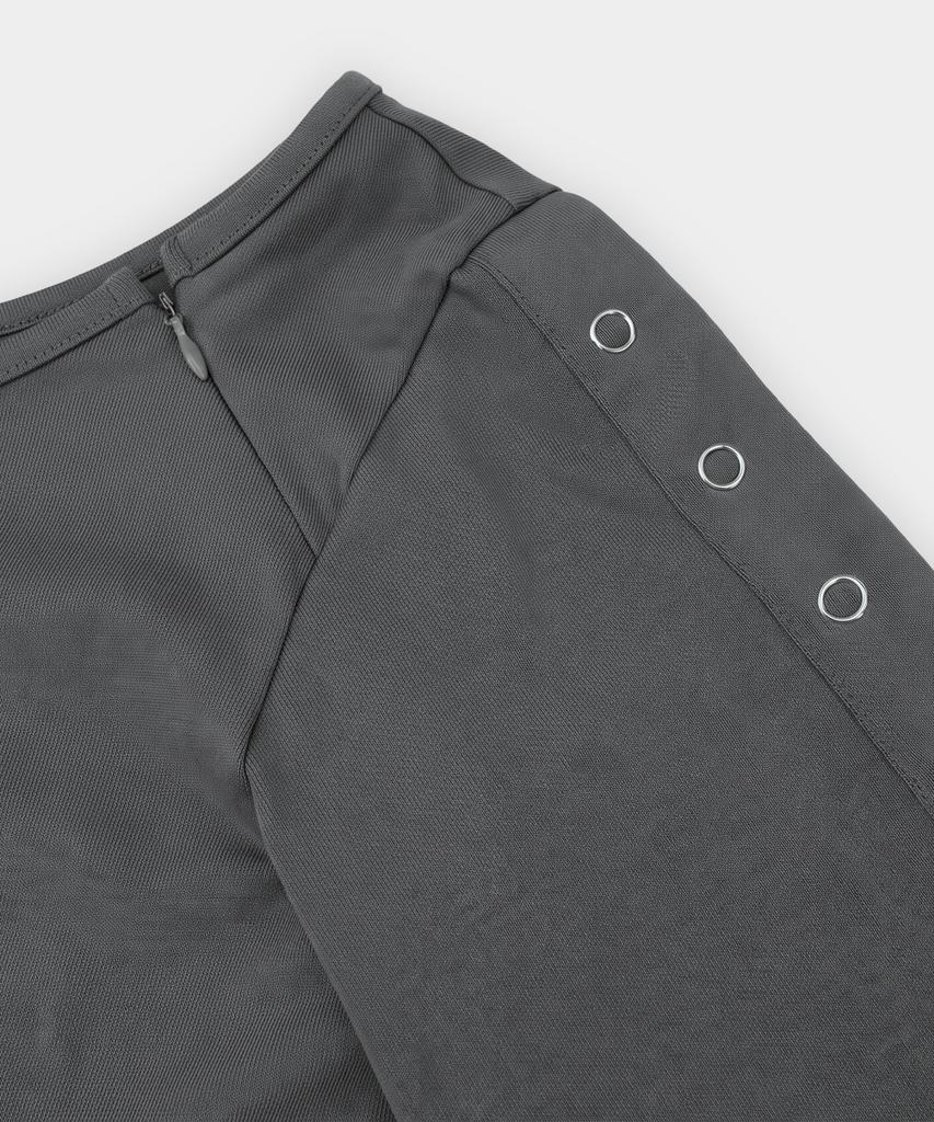 EUGGEN Open Slit Boat Neck Long Sleeve_Gray