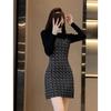 JK&JS Elegant European Style A-Line Knit Dress