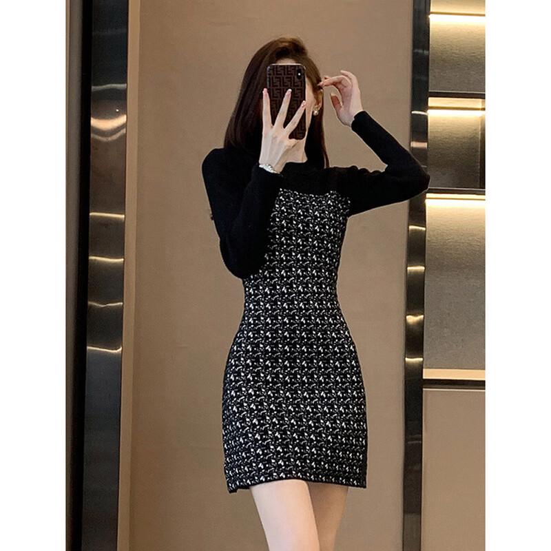 JK&JS Elegant European Style A-Line Knit Dress
