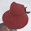 New Knitted Empty Top Hat Female Summer Sunscreen Bow Big Hat Straw Hat Outdoor Sun Hat