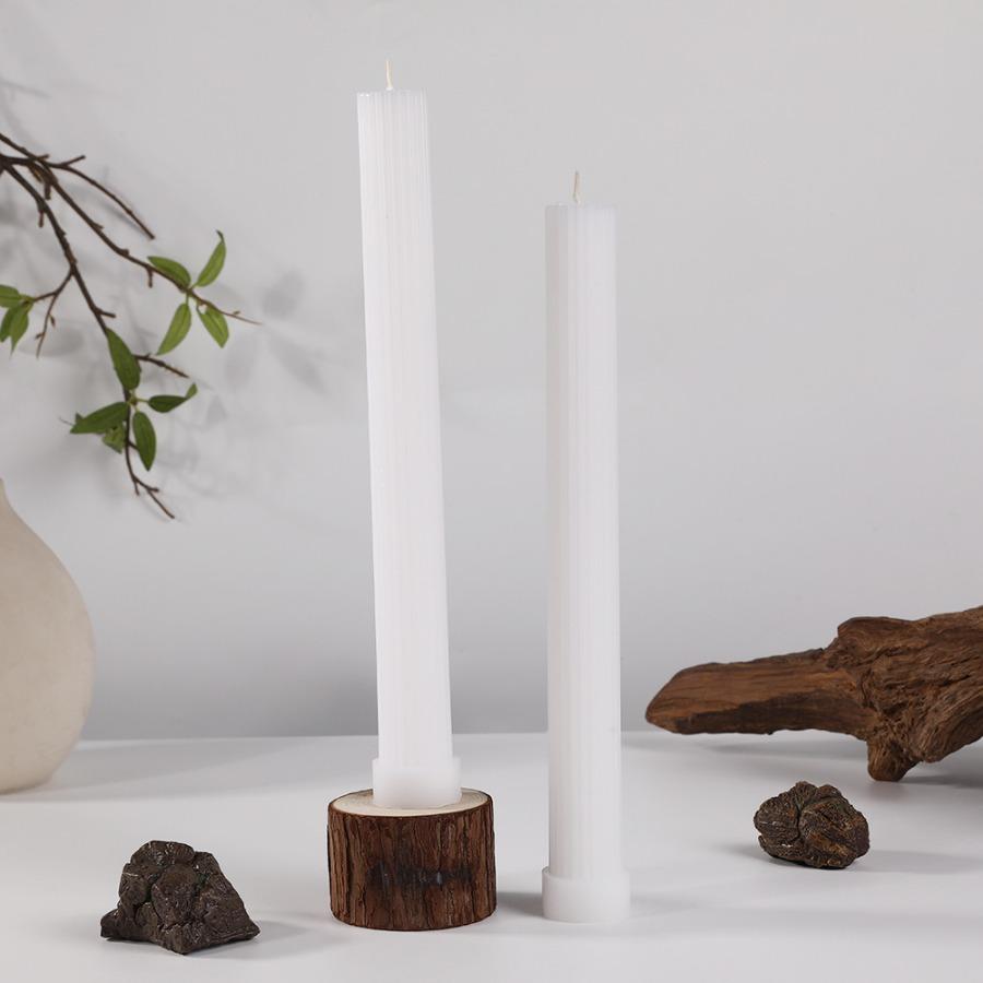 2pc/box, Morandi color long pole candles with base for home party and church decoration, emergency lighting during power outages