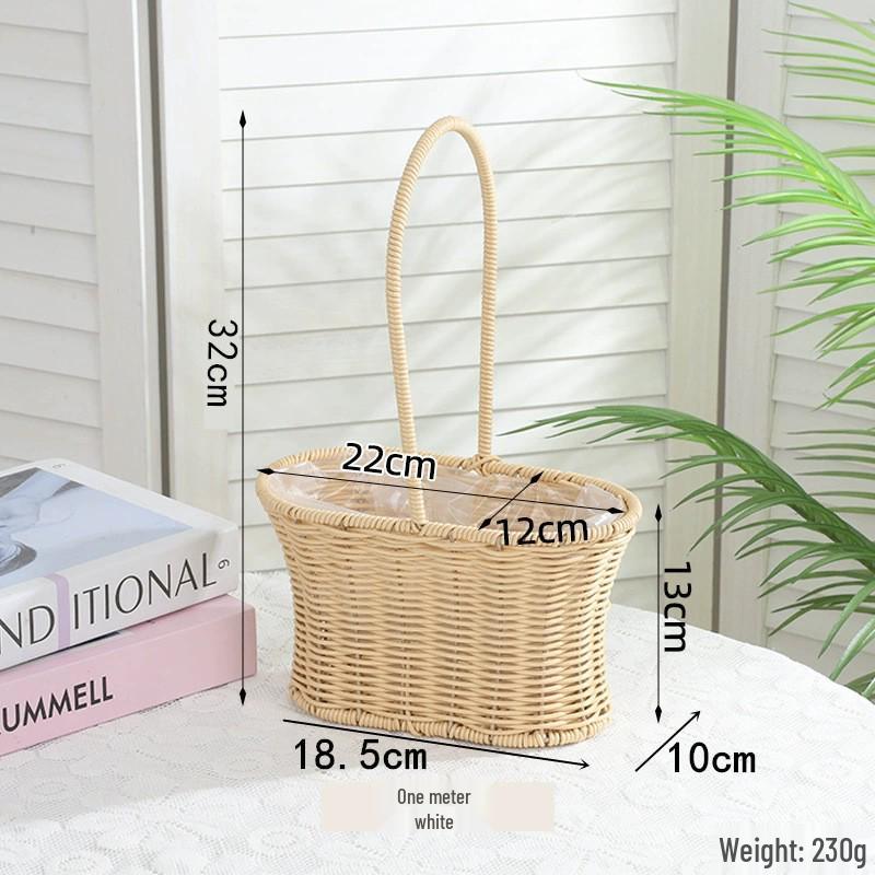 

Плетеная корзина для цветов и пикника ко Дню женщин - Имитация ротанга, кожаный шнур, украшение для дома и ручное использование