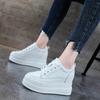 Fashion 9CM Air Mesh Genuine Leather Women Fashion Casual Shoes Platform Wedge Chunky Sneaker Women Summer Hidden Heel Vulcanize