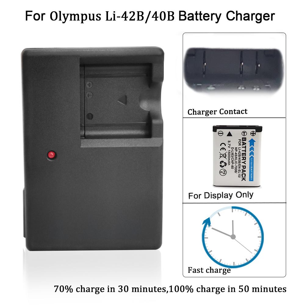 LI-40C Charger for Camera Olympus LI-42B,LI-40B,LI-41C,EN-EL10,NP-45,KLIC-7006,D-LI63,CNP-80 Battery Charger LI40B,LI42B,LI40C