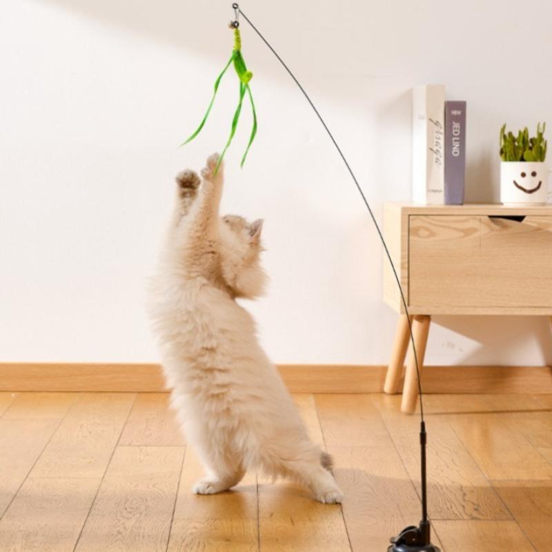 Funny Cat Teaser Toy Simulation Bird Cat Toy Feather with Bell Cat Stick Interactive Toy for Kitten Playing Teaser Wand Toy