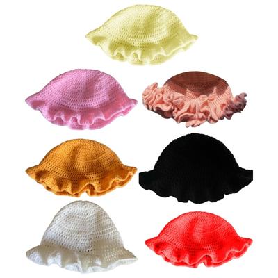 Handmade Fisherman Hat for Girl Spring Autumn Panama Hat Handwoven Bucket Hat Vacation Picnics Hat Knitted Fishing Hat