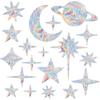 75PCS Starry Sky Window Clings Anti Collision Window Decals To Save Birds from Collisions Non Adhesive Prismatic Vinyl Rainbow Stickers