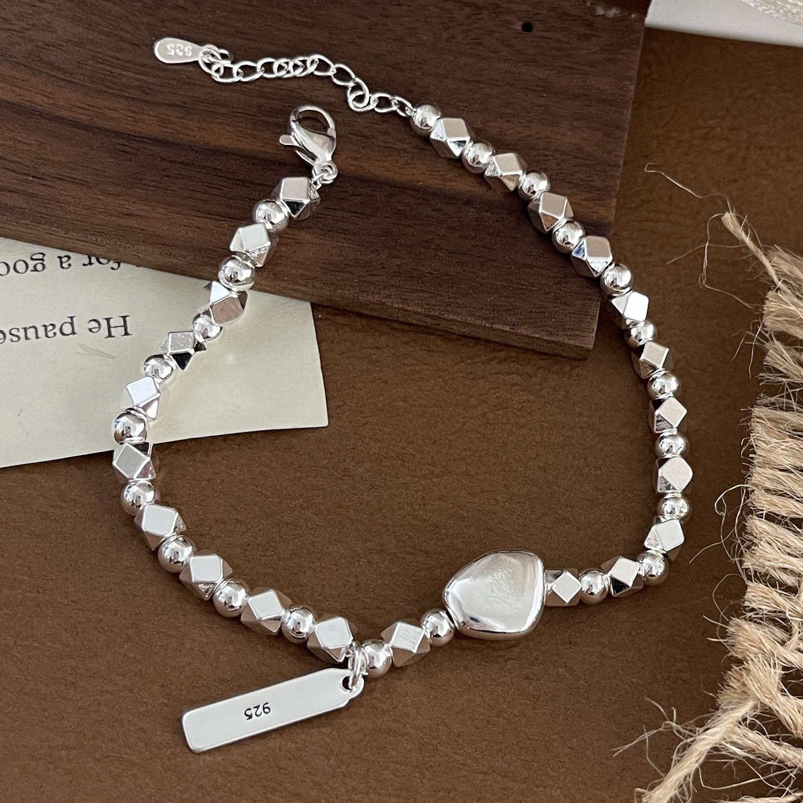 

100% Solid 925 Sterling Silver Retro Bracelet for Women Men Vintage Handmade CZ Stone Bracelet Birthday Gift
