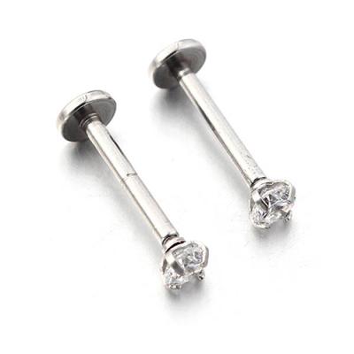 2 Pcs Stainless Steel Lip Ring Piercing Jewelry Charms Rhinestone Lips Studs