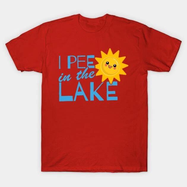 I Pee in the Lake Funny Summer Beach Design Made in Australia T-Shirt 3XL