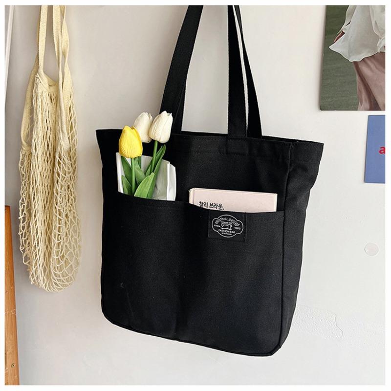 2025 Pure Color Simple Large Capacity Shoulder Bag Tote Shopping Bag