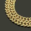 HNSP Luxury All Rhinestone 13MM Cuban Chain For Men Necklace Hip Hop Neck Male Zircon Accessories