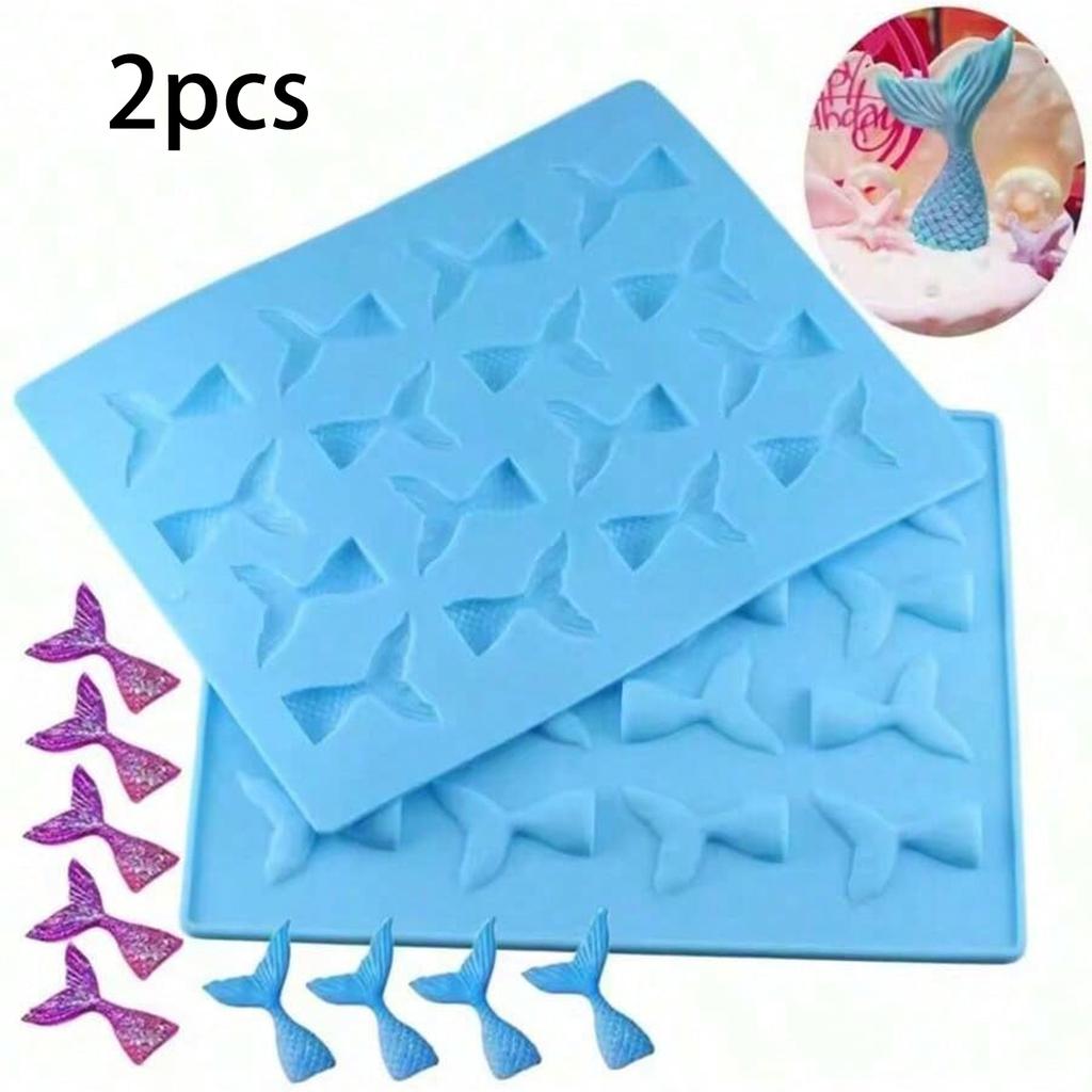16 Cavities Mermaid Tails Silicone Mold Chocolate Fondant Candy Jelly Molds Baby Birthday Cupcake Topper Cake Decorating Tools