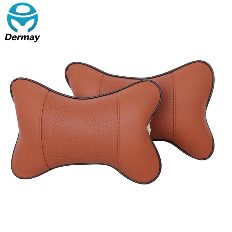 DERMAY Новый 2 шт./пара из искусственной кожи, удобный подголовник, подушка для шеи, автомобильный чехол для сиденья, подушка для подголовника, подушка для подголовника оранжевый