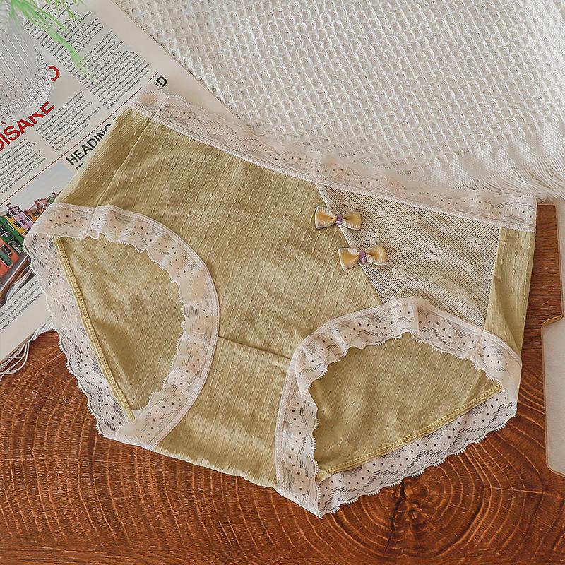 Women's Underwear Antibacterial Pure Cotton Crotch Breathable Thin Seamless Sweet Lace Girl Triangle Shorts