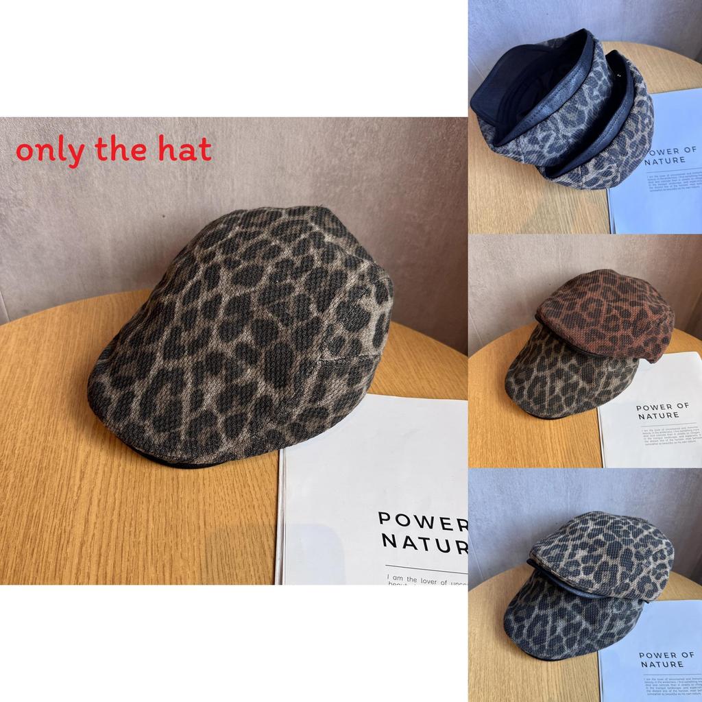 Vintage Leopard Print Newsboy Cap With Sun Protection For Casual Women And Men
