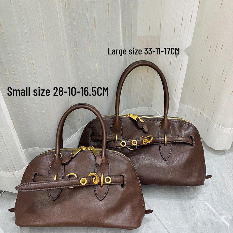 

Винтажная сумка через плечо из овчины растительного дубления - ретро-сумка для осени и зимы 28x10x16.5 cm кофейный