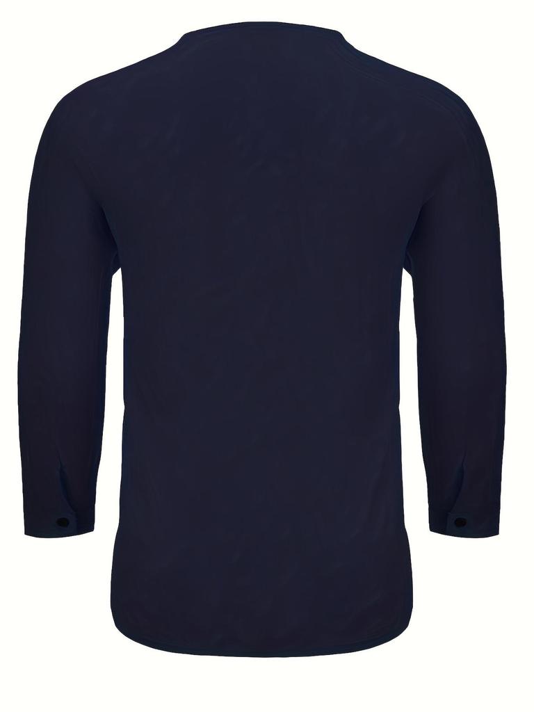 Herren Frühjahr 2024 V-Ausschnitt Langarm Leinen-Baumwoll Freizeitshirt