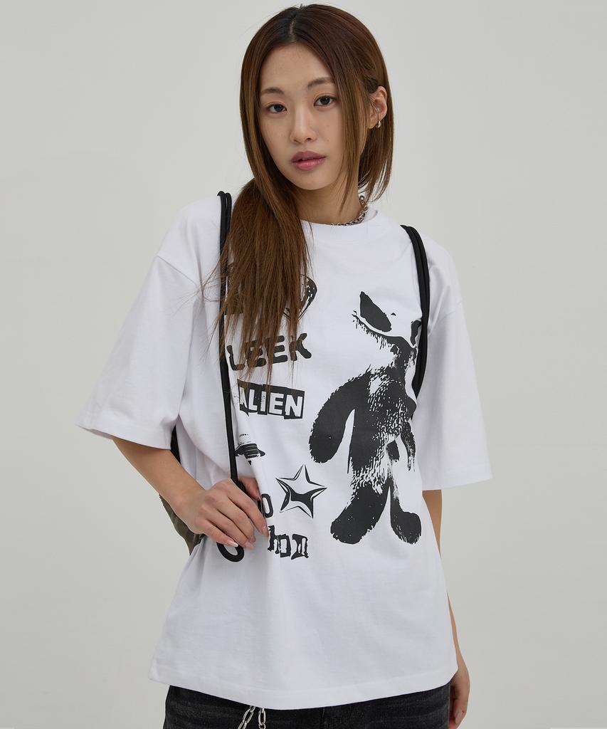 HOODHOOD Alien Stamp Oversized Short Sleeve T-Shirt White