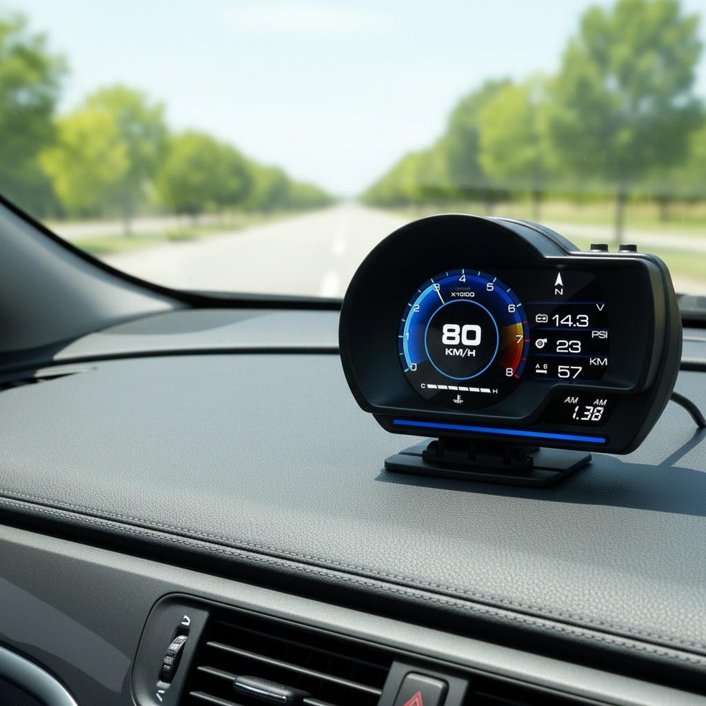 Universal A501 OBD2 Auto Meter Car HUD Turbo Gauge Car Head Up Display Smart Digital Security Alarm Water&Oil Temp RPM