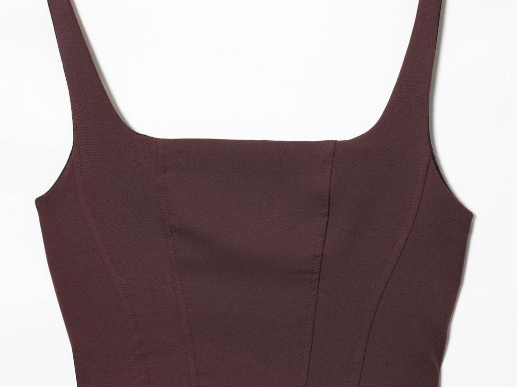 New Women's French Sexy Sleeveless Square Neck Lace-up Bodycon Midi Dress