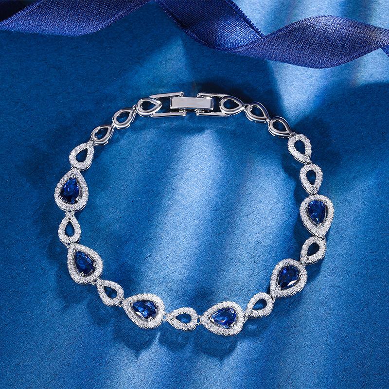 Autumn And Winter Jewelry Retro Simulation Corundum Light Luxury Full Diamond Bracelet Retro Main Stone 4 * 6