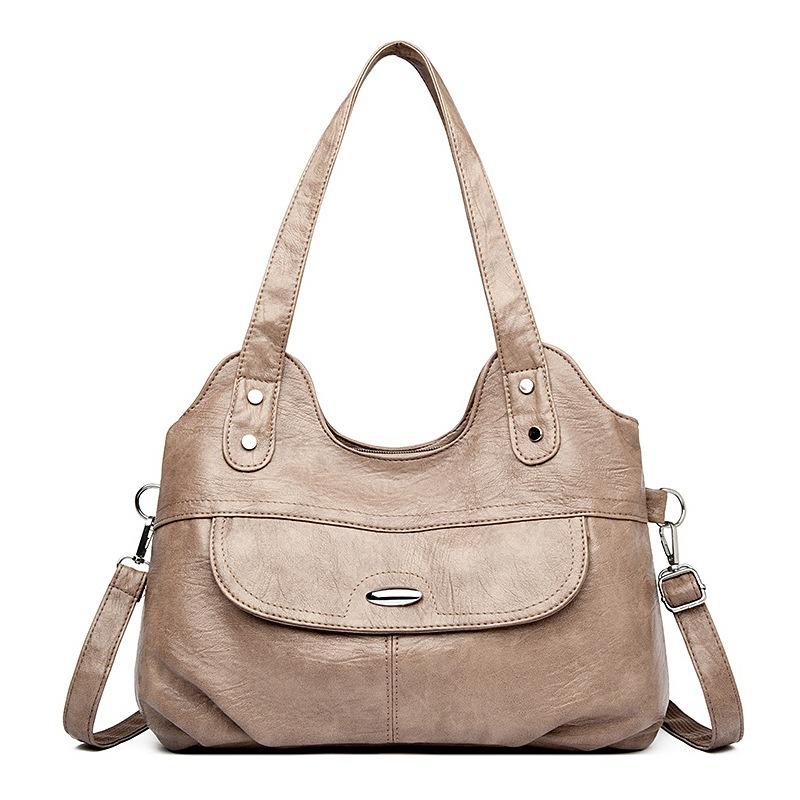 New women's medium mother bag large capacity washed leather fashion shoulder portable messenger bag casual women's bag