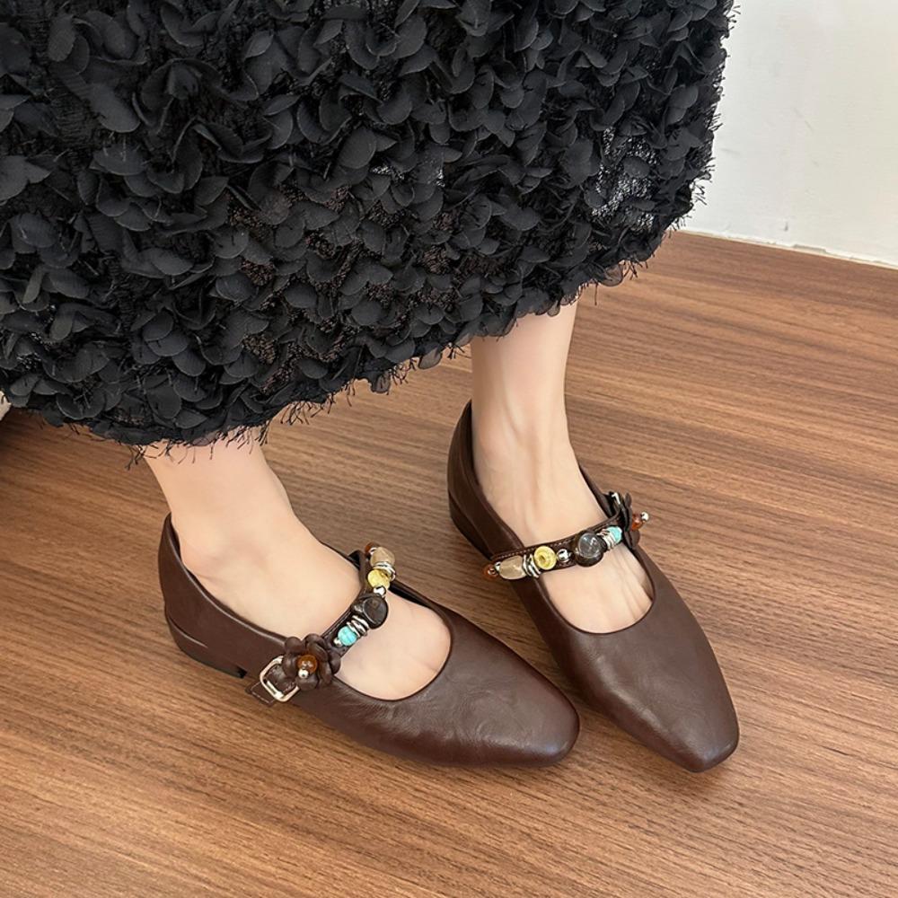 Fashion Women's Black Mary Jane Flat Slip-On Work Shoes - Fashion Casual Ladies Comfortable Shoes for Women, Stylish Office & Daily Wear