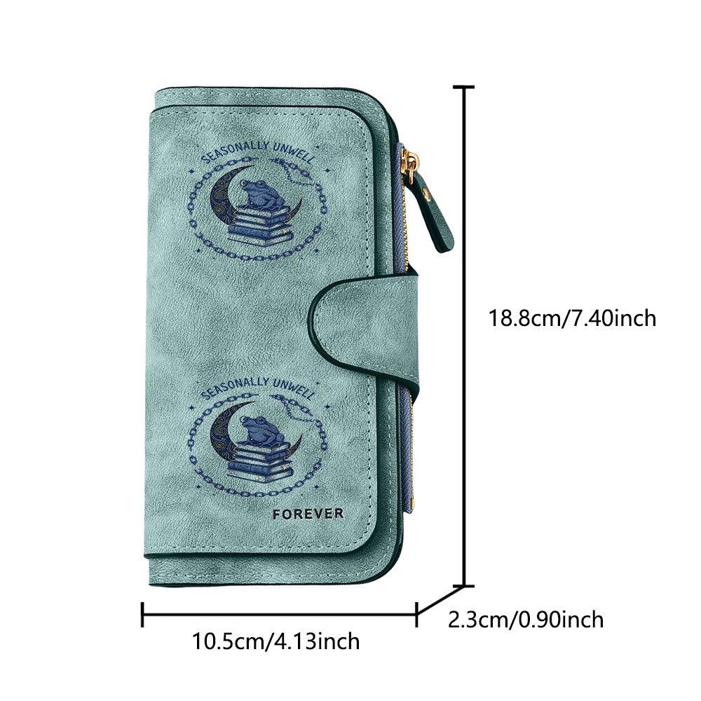 Moonlight Book Frog Long Zipper Wallet, Large Capacity Card Holder, Unisex Clutch Bag, Fashionable Zipper Coin Purse, Suitable for Daily Use, A Great