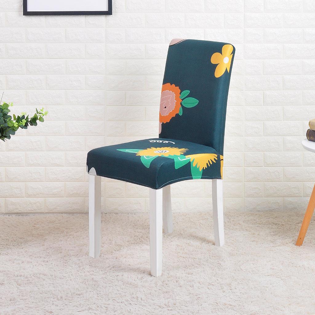 4Pcs Modern Printed Removable And Washable Stretch Banquet Hotel Dining Room  Chair Cover Elastic Seat Chair Covers