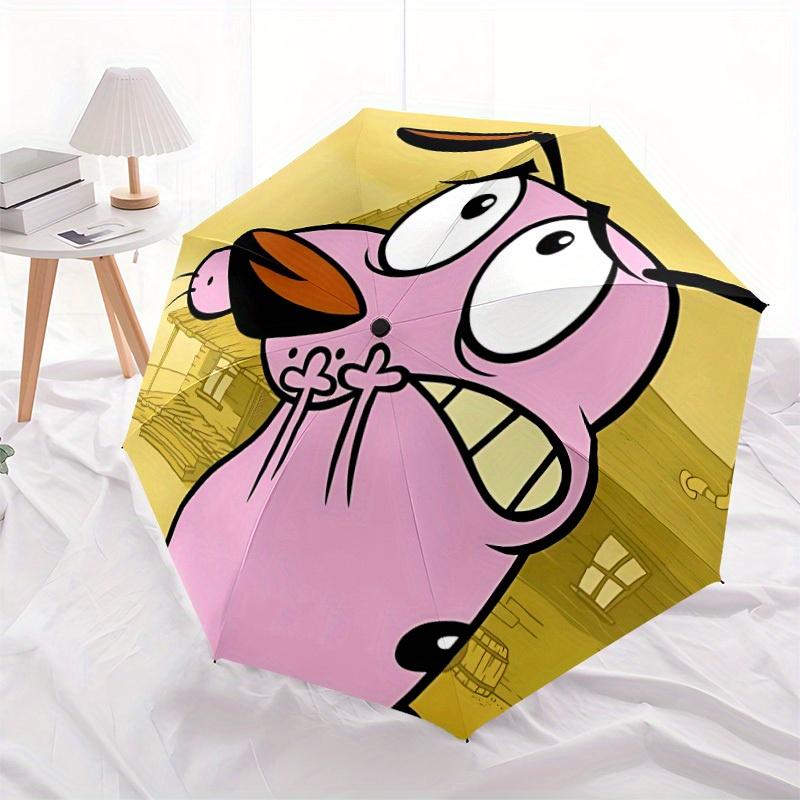 COURAGE The Cowardly Dog Automatic Open Umbrella Compact Foldable Design, Durable Fabric for Casual Travel Companion for Outdoor a0822007