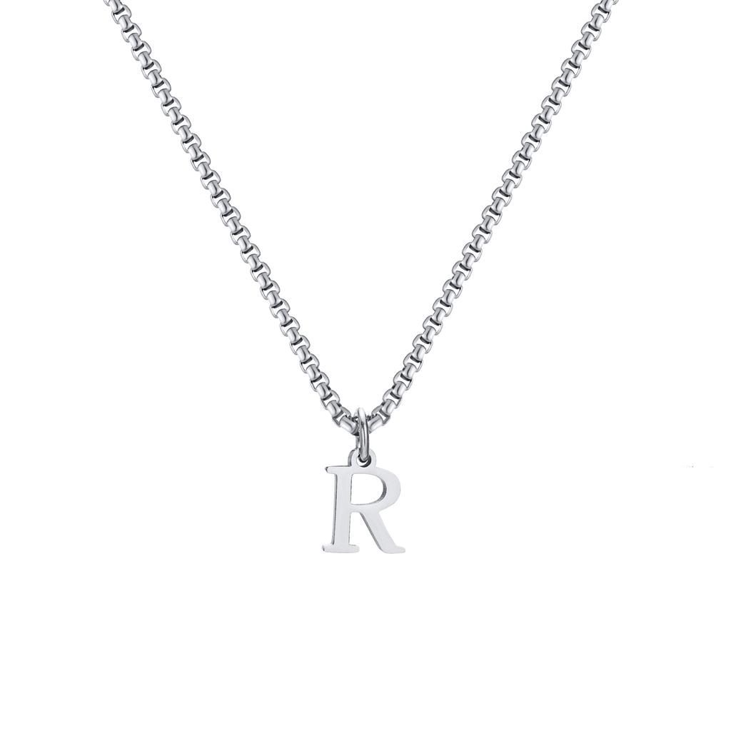 Fashion Letters A-Z Pendant Necklace for Men Women, Stainless Steel English Alphabe Chain Necklace,Fashion Punk Jewelry Men Gift