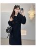 Ai Yuan 2025 Winter Plus Size Women's Loose POLO Collar Lace-up Knit Dress F716