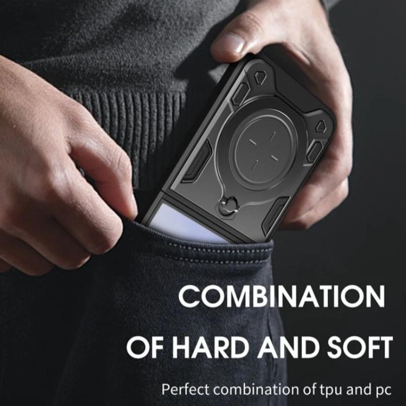 Armor Magnetic Car Holder Protective Cover For Samsung Galaxy Z Flip 7 FE Rotatable Adsorbable Bracket Ring Anti-Drop Flip Cover