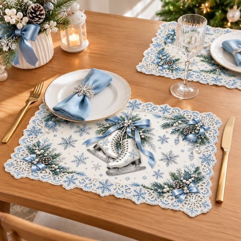 Snowman Elk Xmas Table Mat Coaster Square Dining Mat Christmas Table Placemat Winter Season