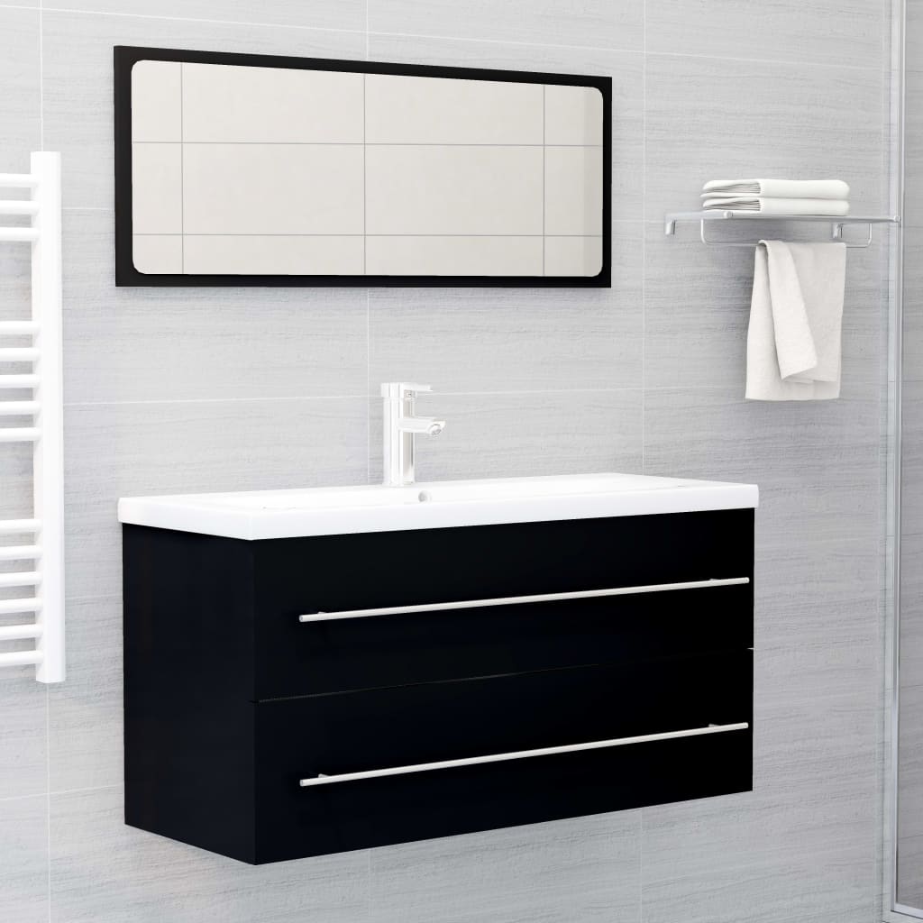 Badezimmermöbel Waschbeckenunterschrank schwarz, 100 x 38,5 x 48 cm