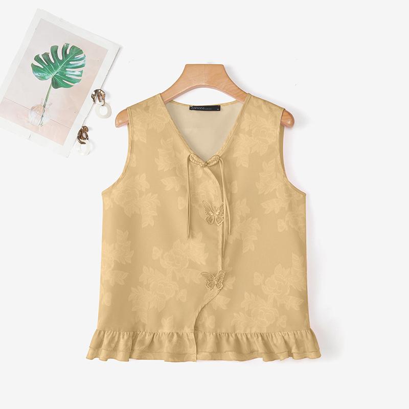 ZANZEA Women Casual V-Neck Summer Loose Sleeveless Print Vest Tops